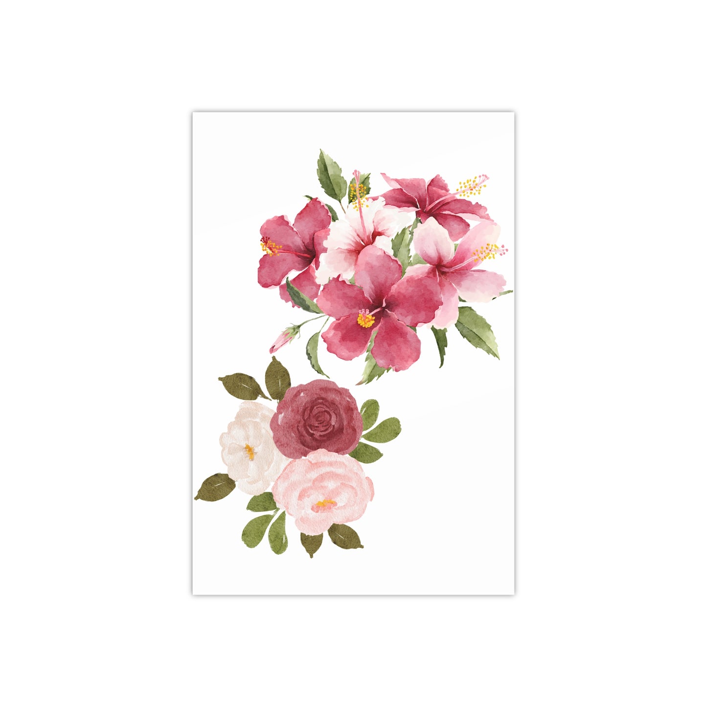 Vibrant Bouquet of Hibiscus and Roses　Posters (300gsm)